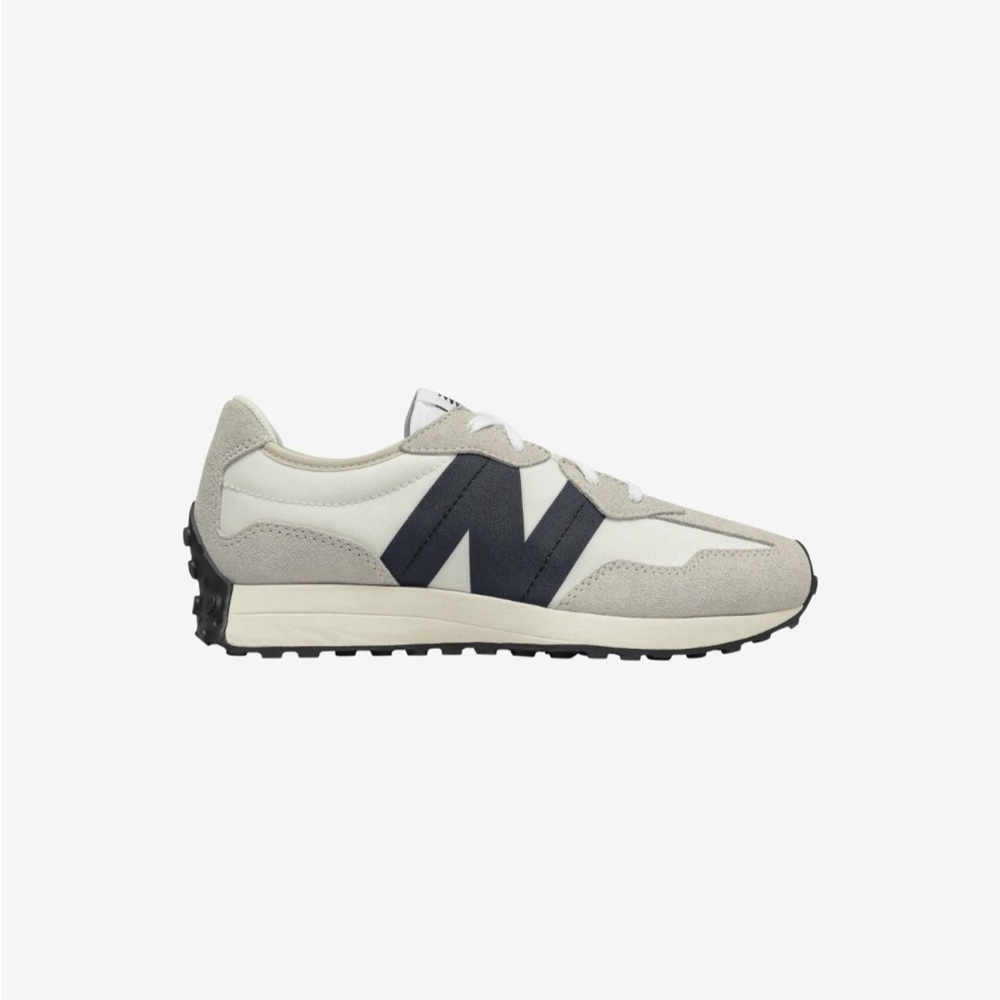 New Balance 327 GS327FE  Black/Silver Birch/White big kids size can fits womens